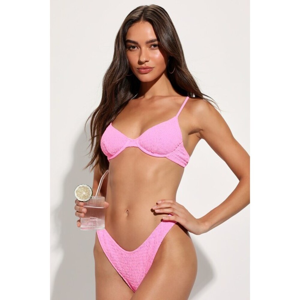 Lulus Luxe Paradise Bright Pink Low-rise Cheeky Bikini Bottoms - Size XS